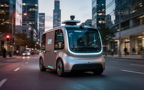 Ein autonomes Logistikfahrzeug für die Paketzustellung fährt auf einer modernen Stadtstraße. - Foto: über boerse-global.de