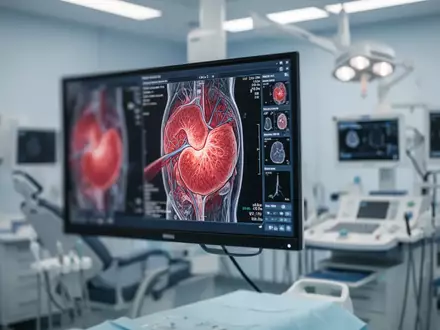 Modernes medizinisches Diagnosegerät in einer urologischen Fachpraxis mit anatomischer Darstellung der Prostata. - Foto: über boerse-global.de