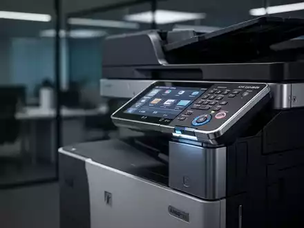 Ein professioneller Multifunktions-Bürodrucker in einem modernen Firmenumfeld. - Foto: über boerse-global.de