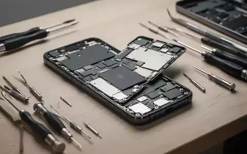 Ein teilweise demontiertes Smartphone auf einer Werkbank mit Präzisionswerkzeugen zur Reparatur. - Foto: über boerse-global.de