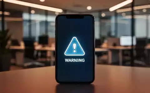 Ein Smartphone-Bildschirm zeigt ein digitales Sicherheitswarnsymbol in einem professionellen Büroumfeld. - Foto: über boerse-global.de