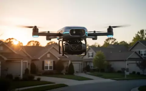 Eine moderne Lieferdrohne fliegt über einem Vorort, während sie den Start von DoorDash Air symbolisiert. - Foto: über boerse-global.de