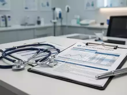 Stethoskop auf einem Schreibtisch mit medizinischen Unterlagen und Finanzdiagrammen zur gesetzlichen Krankenversicherung. - Foto: über boerse-global.de