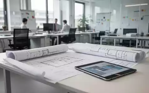 Ein moderner, heller Büroarbeitsplatz mit Bauplänen und einem Tablet als Symbol für die Ausbildungssituation. - Foto: über boerse-global.de