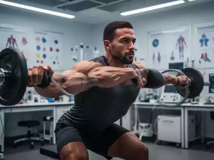 Nahaufnahme einer Person bei einer kontrollierten Kraftübung in einem modernen sportwissenschaftlichen Labor. - Foto: über boerse-global.de