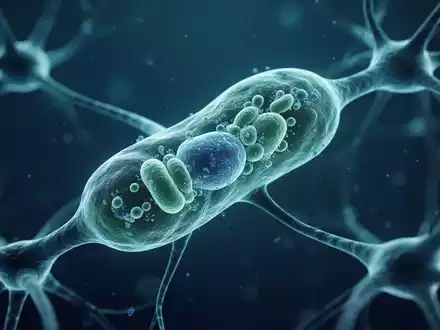 Hochauflösende 3D-Darstellung eines Mitochondriums in einer Nervenzelle zur Veranschaulichung zellulärer Alterungsprozesse. - Foto: über boerse-global.de