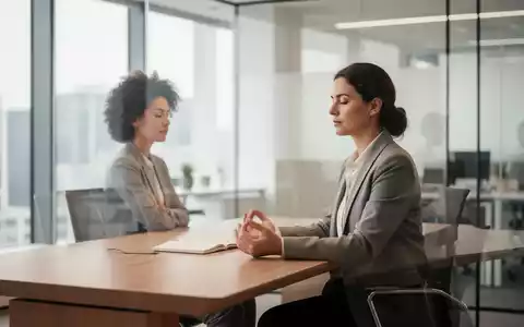 Eine konzentrierte Person in einem modernen Büro, die Achtsamkeit praktiziert, um Impulskontrolle zu visualisieren. - Foto: über boerse-global.de