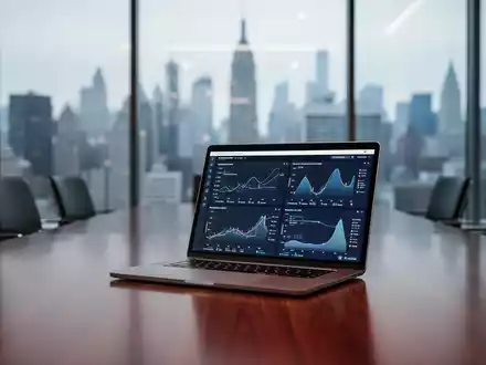 Laptop mit Datenanalyse in einem modernen Firmenkonferenzraum, symbolisiert regulatorische und Abonnement-Prüfung. - Foto: über boerse-global.de