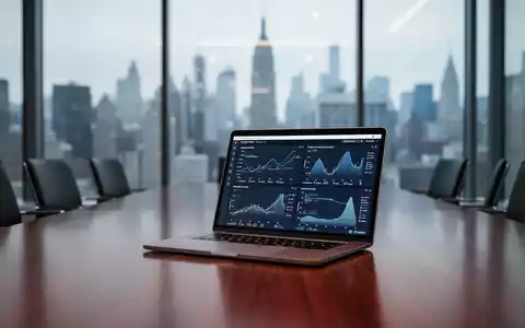 Laptop mit Datenanalyse in einem modernen Firmenkonferenzraum, symbolisiert regulatorische und Abonnement-Prüfung. - Foto: über boerse-global.de