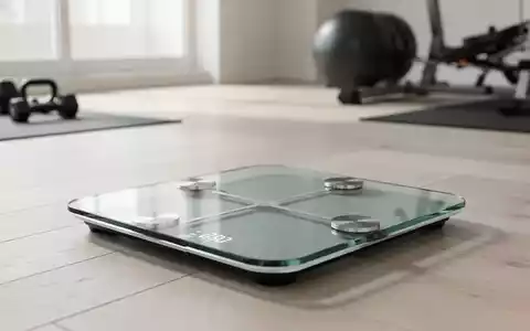 Moderne Withings Smart-Waage auf einem hellen Holzboden in einem minimalistischen Fitnessraum. - Foto: über boerse-global.de
