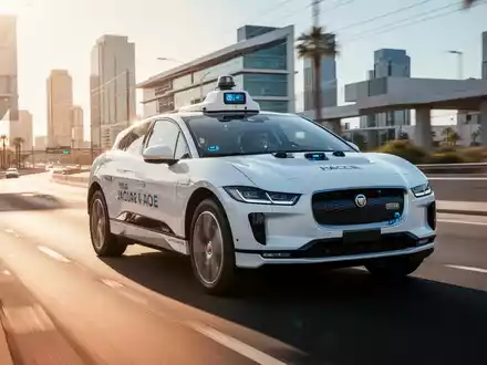 Ein Waymo-Robotaxi fährt bei hellem Tageslicht auf einer Autobahn in Phoenix. - Foto: über boerse-global.de