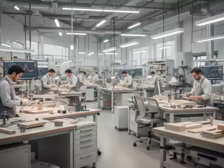 Ein moderner, heller Arbeitsbereich in einer Werkstatt mit Fokus auf ergonomische Arbeitsplätze und professionelle Atmosphäre. - Foto: über boerse-global.de