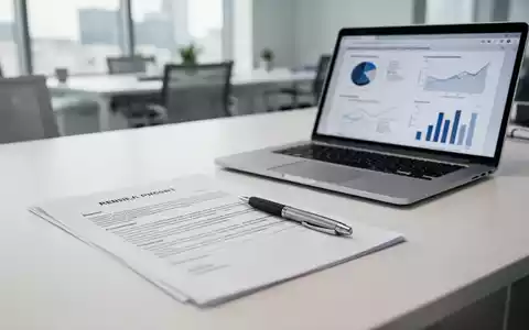 Ein Schreibtisch mit einem Vertrag, Stift und Laptop, der statistische Diagramme zur Personalgewinnung anzeigt. - Foto: ĂŒber boerse-global.de