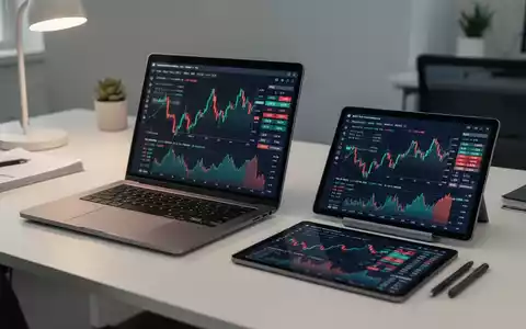 Moderner Arbeitsplatz mit Laptop und Tablet, das komplexe Finanzgrafiken und Marktdaten zur Altersvorsorge anzeigt. - Foto: über boerse-global.de