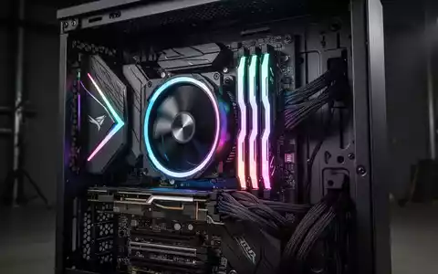 Nahaufnahme einer High-End-Gaming-Grafikkarte mit lebhafter RGB-Beleuchtung in einem dunklen PC-Gehäuse. - Foto: über boerse-global.de