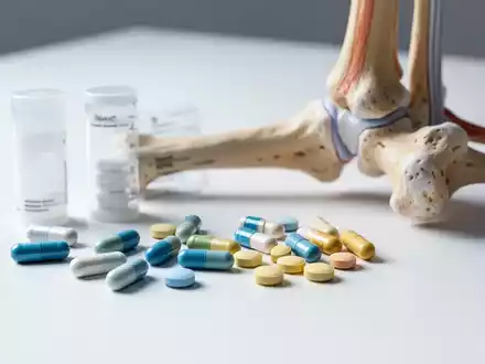 Medizinische Präparate und ein anatomisches Knochenmodell zur Veranschaulichung der Knochengesundheit. - Foto: über boerse-global.de