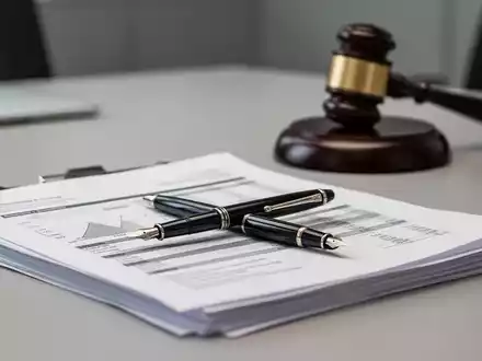 Ein moderner Schreibtisch mit juristischem Hammer und Finanzunterlagen als Symbol für eine steuerliche Unternehmensbewertung. - Foto: über boerse-global.de