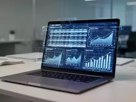 Moderner Laptop mit einer komplexen digitalen Tabellenkalkulation und Finanzdaten auf einem hellen Büro-Schreibtisch. - Foto: über boerse-global.de