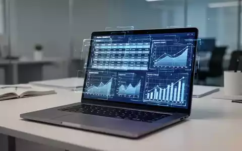 Moderner Laptop mit einer komplexen digitalen Tabellenkalkulation und Finanzdaten auf einem hellen Büro-Schreibtisch. - Foto: über boerse-global.de