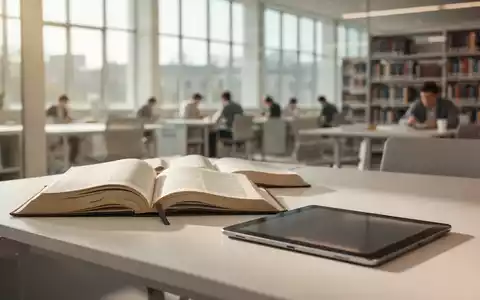 Moderner Lernbereich in einer Bibliothek mit Büchern und einem Tablet, symbolisch für Bildung und Resilienz. - Foto: über boerse-global.de