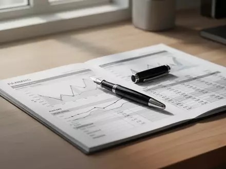 Ein minimalistischer Schreibtisch mit einem Finanzplaner und einem Füllfederhalter als Symbol für strukturierte Geldanlage. - Foto: über boerse-global.de