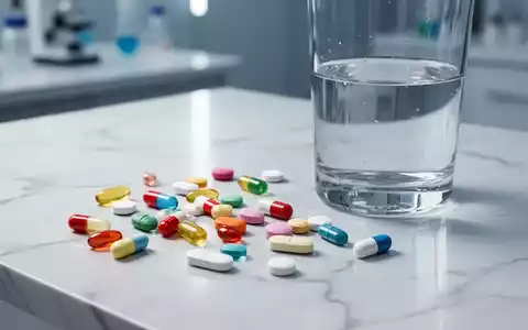 Bunte Vitaminkapseln und Tabletten auf einer weißen Marmoroberfläche in einer sterilen Laborumgebung. - Foto: über boerse-global.de