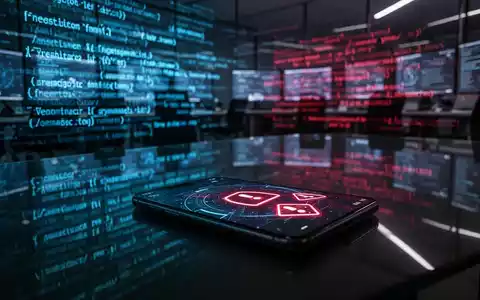 Abstraktes Cyber-Sicherheits-Konzept mit leuchtenden Datenströmen und einem Smartphone im Fokus. - Foto: über boerse-global.de