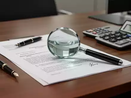 Schreibtisch mit Dokumenten, Taschenrechner und Lupe zur rechtlichen Prüfung von Urlaubsansprüchen in einem Büro. - Foto: über boerse-global.de