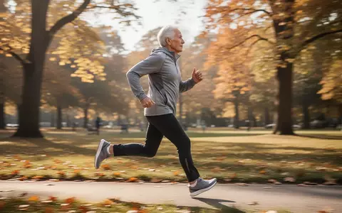 Eine aktive ältere Person beim zügigen Intervallgehen in einem sonnigen Park zur Förderung der kognitiven Gesundheit. - Foto: über boerse-global.de