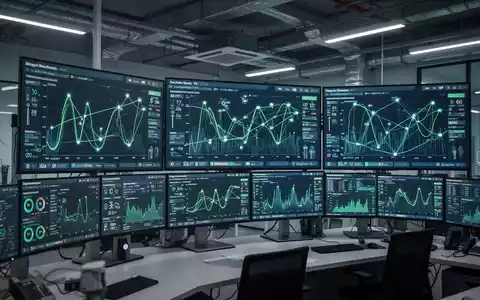 Moderne Schaltwarte des Stromnetzes mit digitalen Energieverbrauchsdaten auf Bildschirmen. - Foto: über boerse-global.de