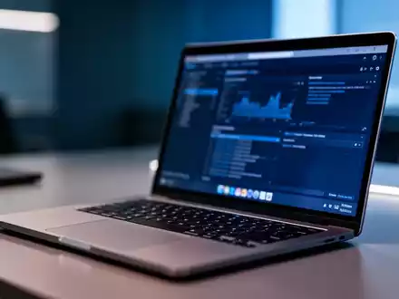 Moderner Büroarbeitsplatz mit Laptop, symbolisiert Unternehmenstechnologie und regulatorische Prüfung. - Foto: über boerse-global.de