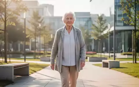 Eine ältere Person beim Spaziergang in einem sonnigen Park als Symbol für körperliche Gesundheit im Alter. - Foto: über boerse-global.de