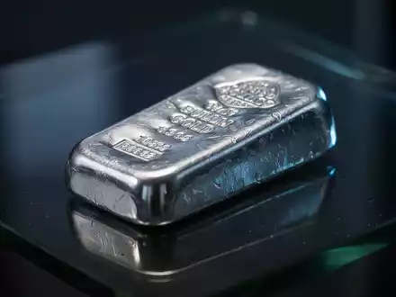 Ein silberner Barren auf einer glänzenden dunklen Oberfläche mit stimmungsvoller Beleuchtung. - Foto: über boerse-global.de