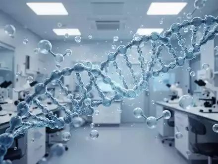 Abstrakte Darstellung von DNA-Strängen und Molekülstrukturen in einem modernen medizinischen Forschungslabor. - Foto: über boerse-global.de