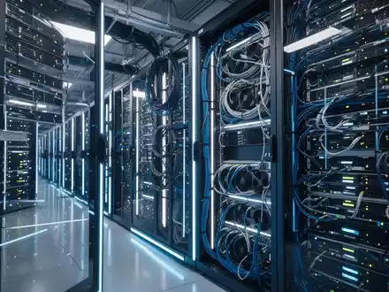 Reihen beleuchteter High-Tech-Server-Racks in einer modernen, professionellen Rechenzentrumsumgebung. - Foto: über boerse-global.de