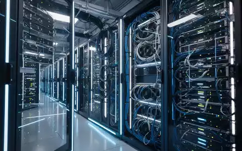 Reihen beleuchteter High-Tech-Server-Racks in einer modernen, professionellen Rechenzentrumsumgebung. - Foto: über boerse-global.de