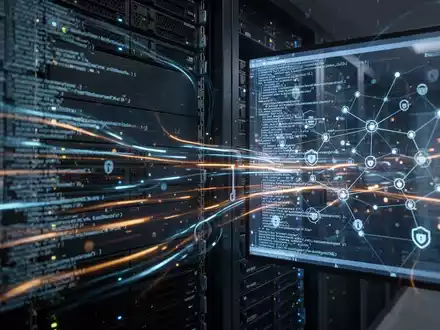 Digitale Darstellung eines Serverraums mit leuchtenden Datenströmen, die eine Cyber-Spionagekampagne symbolisieren. - Foto: über boerse-global.de