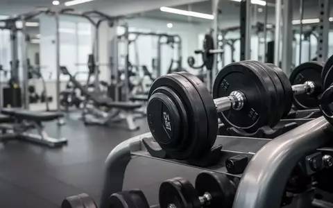 Hantel auf einem Fitnessständer in einem modernen, professionell beleuchteten Fitnessstudio. - Foto: über boerse-global.de
