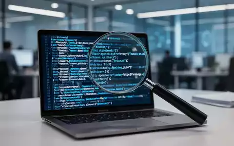 Digitales Vergrößerungsglas über Programmcode auf einem Laptop-Bildschirm als Symbol für Datenschutz-Compliance. - Foto: über boerse-global.de