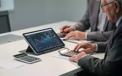 Ein älterer Mensch arbeitet an einem Schreibtisch mit Taschenrechner und Tablet in einer professionellen Büroumgebung. - Foto: über boerse-global.de