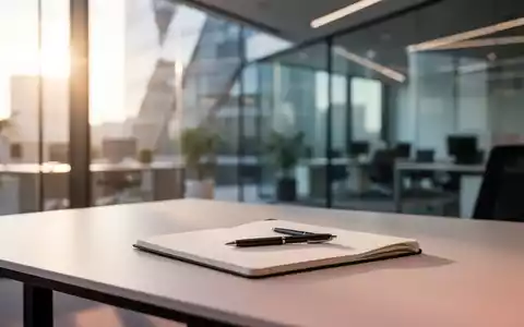Ein aufgeräumter, minimalistischer Schreibtisch mit einem Notizbuch in hellem, natürlichem Licht. - Foto: über boerse-global.de