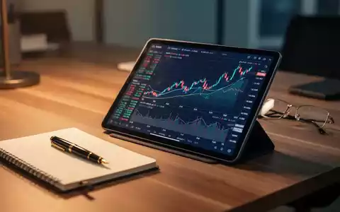 Ein moderner Schreibtisch mit Tablet, das Aktiencharts anzeigt, sowie Notizbuch und Brille als Symbol für Finanzplanung. - Foto: über boerse-global.de