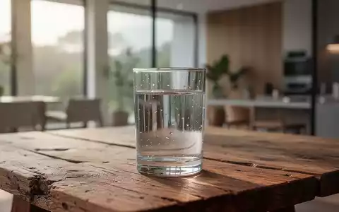 Ein Glas frisches Wasser auf einem Holztisch bei natürlichem Lichteinfall als Symbol für nachhaltigen Ressourcenverbrauch. - Foto: über boerse-global.de