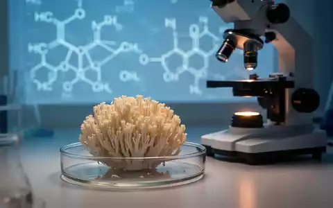 Laborumgebung mit einem Löwenmähnen-Pilz und medizinischen Analysegeräten zur Erforschung der Neurogenese. - Foto: über boerse-global.de