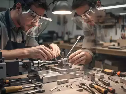 Eine Fachkraft bei einer prĂ€zisen handwerklichen TĂ€tigkeit in einer modernen Werkstatt, symbolisch fĂŒr berufliche Fortbildung. - Foto: ĂŒber boerse-global.de