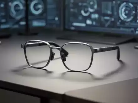 Ein Paar minimalistische, moderne Smart Glasses auf einem Schreibtisch in einer professionellen Studioaufnahme. - Foto: über boerse-global.de