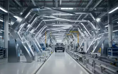 Moderne Produktionshalle eines deutschen Automobilherstellers mit Fokus auf industrielle Architektur. - Foto: über boerse-global.de