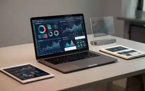Moderner Büroarbeitsplatz mit Laptop, der Finanzdiagramme und Präsentationsfolien für die Geschäftsstrategie zeigt. - Foto: über boerse-global.de