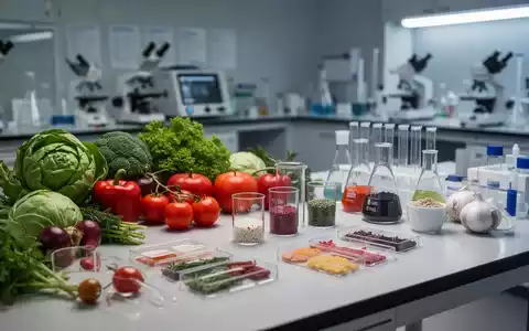 Frisches Gemüse und Lebensmittelproben in einer Laborumgebung zur wissenschaftlichen Nährstoffanalyse. - Foto: über boerse-global.de