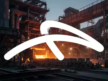 Abstrakte Darstellung einer modernen Industrieanlage bei Dämmerung mit glühendem Metall. - Foto: über boerse-global.de